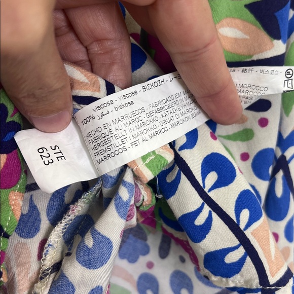 Zara - Colorful Floral Boho Bell Long Sleeve Lightweight V Neck Blouse Size Sm - Picture 9 of 10